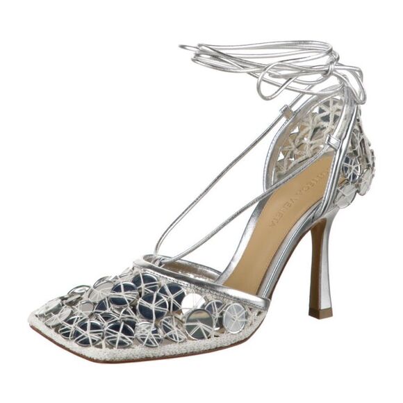 Bottega Veneta Silver Leather Heels - Picture 2 of 5